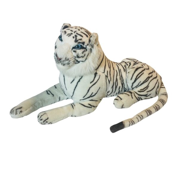 Kelly Toy Large Blue Eyes White Tiger Plush Stuffed Toy Animal Kelly Large Cat - Picture 1 of 11